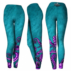 Performance Leggings - Turquoise Octopus